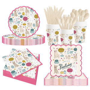 DAMAI New Design Animal Theme Children's Birthday <b>Paper</b> Plate Napkin <b>Tablecloth</b> Party Supplies Disposable Party Tableware Sets - Product Image 2