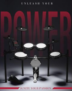 AKLOT Elektronisches Schlagzeug-Set: Kick-Tower mit 4 Dual-Zone Mesh-Pads, 8'' Tower-Style Kick Drum, 10'' Snare, 10'' Cymbals, Choke-Funktion, 360 Sounds - Product Image 2