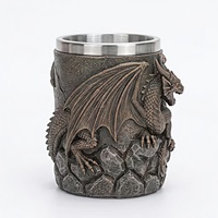 Mug isotherme double paroi en acier inoxydable avec revêtement en résine 3D gaufrée motif dragon, écologique, style gothique, pour bière ou café, vente en gros sur mesure