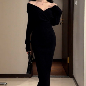 Vestido <span class=keywords><strong>de</strong></span> Punto <span class=keywords><strong>de</strong></span> Un Solo Hombro Pure Desire para <span class=keywords><strong>Mujer</strong></span>, Nuevo Vestido <span class=keywords><strong>de</strong></span> Suéter Ajustado <span class=keywords><strong>de</strong></span> Alta Gama para Otoño e Invierno, Vestido Entallado para Primavera - Product Image 3