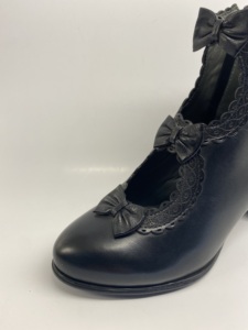 <span class=keywords><strong>Bottines</strong></span> minces en <span class=keywords><strong>cuir</strong></span> véritable de Style ballet français pour femmes à talons épais avec nœud détail fermeture éclair latérale petite botte de ballet courte - Product Image 6