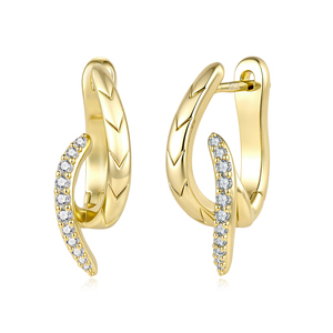 Boucles d'oreilles créoles tendance plaquées or 18 carats avec strass en cristal sertis en canal, bijoux de fête pour femme - Product Image 1