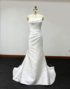 2025 nuevo vestido <span class=keywords><strong>de</strong></span> novia <span class=keywords><strong>de</strong></span> sirena blanco plisado <span class=keywords><strong>de</strong></span> satén blanco elegante <span class=keywords><strong>de</strong></span> estilo Simple para <span class=keywords><strong>boda</strong></span> <span class=keywords><strong>Civil</strong></span> Simple - Product Image 1