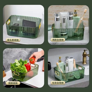 Translucent Storage Basket For Cosmetics PET Material Eco Friendly Makeup Organizer With Handles - Product Image 2