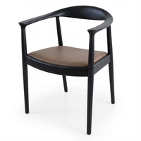 Chaise de salle à manger en bois avec accoudoirs, design ergonomique de luxe, confortable, empilable, avec coussin de siège en cuir souple, en promotion