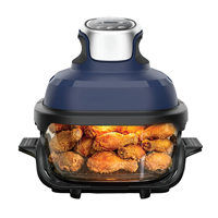 Friteuse à air numérique avec écran LCD, bol en verre carré de 4,2 L, revêtement antiadhésif PTFE, protection contre la surchauffe, multifonction (rôtir/cuire/déshydrater)