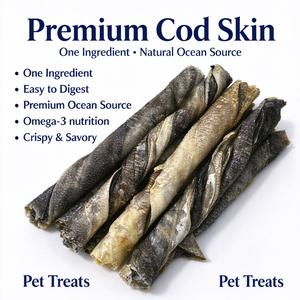 Premium Cod Skin Dog <b>Treats</b> Air Dried Single Ingredient Natural Ocean Snack for Healthy Skin Coat - Product Image 2