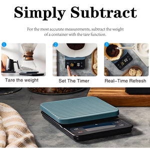 LCD Hiển thị <span class=keywords><strong>Mini</strong></span> Pocket quy mô 3kg/5kg * 0.1g Trọng lượng kỹ thuật số nhà bếp cà phê trọng lượng Quy mô với bộ đếm thời gian - Product Image 4