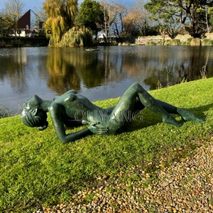 Quyang ngoài trời kim loại trang trí nữ tác phẩm điêu khắc Vườn đồng Kích thước cuộc sống phụ nữ thanh lịch tượng - Product Image 3