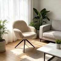 Fauteuil pivotant et réglable en hauteur, style luxe léger et moderne, pour salon, manucure, maquillage et loisirs, avec dossier en mousse haute élasticité