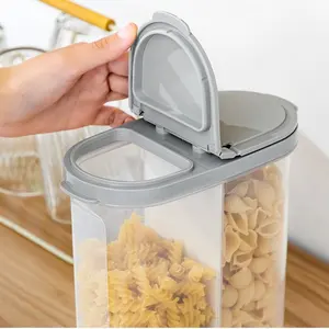 Choice Fun Luftdichter Getreide-Lebensmittel behälter Aufbewahrung sbox mit zwei Fächern BPA-freier Küchen-Lebensmittel behälter