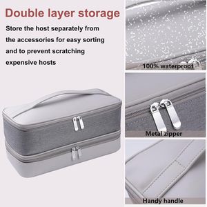 Double Layer PU <b>Waterproof</b> Durable Hairdressing Tool Travel <b>Bag</b> with Zipper Closure Large Capacity Storage - Product Image 3