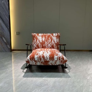 Chaise berçante de luxe nordique moderne bois tissu cuir ensembles velours aile meubles de maison salon canapé salon chaises d'appoint - Product Image 3