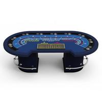 Table de baccarat de casino YH luxueuse en bois massif avec pieds semi-circulaires et pédale en acier inoxydable