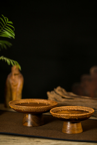Plateau à fruits haut en bambou, plateau à thé en noyer de style japonais, panier à fruits tressé à la main, plateau de collations pour le thé de Bouddha - Product Image 6