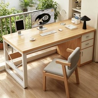 Bureau de travail compact en bois massif mélaminé, modulaire, moderne, petit bureau à domicile, armoire de rangement fermée, table d'écriture pour ordinateur