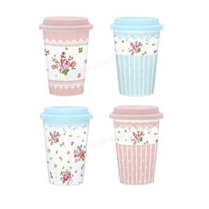 Taza decorativa floral para el día <span class=keywords><strong>de</strong></span> <span class=keywords><strong>la</strong></span> <span class=keywords><strong>madre</strong></span>, taza <span class=keywords><strong>de</strong></span> café <span class=keywords><strong>de</strong></span> cerámica con cuchara, con mango, 300ml - Product Image 5