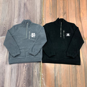 Sudadera con capucha y cremallera frontal para hombre, lisa, de ajuste regular, personalizada con bordado, de forro polar, con cremallera de cuarto, al por mayor - Product Image 4