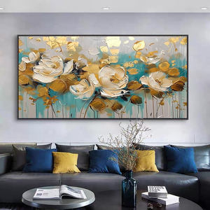 Pintura <span class=keywords><strong>al</strong></span> <span class=keywords><strong>Óleo</strong></span> Original Abstracta <span class=keywords><strong>de</strong></span> <span class=keywords><strong>Flores</strong></span> Doradas Pintada a Mano sobre Lienzo, Arte <span class=keywords><strong>de</strong></span> Pared Grande, Paisaje Floral para Decoración <span class=keywords><strong>de</strong></span> Sala <span class=keywords><strong>de</strong></span> Estar - Product Image 6