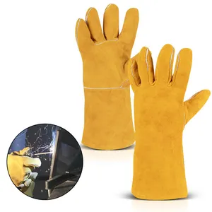 Tig Lasser Laser Kevlar Grote Saftey Handschoen Bulk Custom Elanden Split Zacht Lederen Varkensleer Hert Koe Huid Lassen Vlam Lashandschoenen