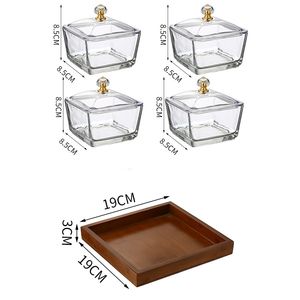 Juego de platos de <span class=keywords><strong>tapas</strong></span> cuadrados personalizados de gran venta, bandeja minimalista para servir aperitivos y plantas de cristal con tapa para uso diario - Product Image 5