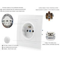Prise murale standard européenne française, prise électrique murale 16A 220V, panneau PC blanc, prise murale en laiton