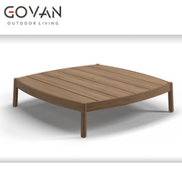 Table basse d'extérieur moderne en teck massif, construction robuste, design résistant aux intempéries pour patio et balcon