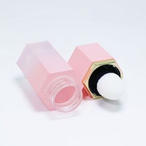 Hexagon Unique Lipgloss Big Wand <b>Brush</b> Pink 7ml Liquid <b>Blusher</b> Tubes Custom Empty Plastic Lip Gloss Tubes Packaging - Product Image 2