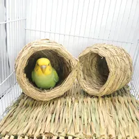 Nichoir en herbe naturelle tressée pour oiseaux, boîte de reproduction pour perroquets, abri solide et chaud pour toutes les saisons, idéal pour les canaris