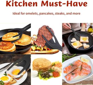 2 en 1 Grip and Flip Egg Flipper Espátula Pinzas Antiadherente Espátula para cocinar Agarre de alimentos Espátula de huevo para freír huevos - Product Image 5