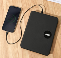 Batterie externe pour ordinateur portable avec charge sans fil 10000mAh en cuir PU, cadeau d'affaires, logo personnalisé OEM