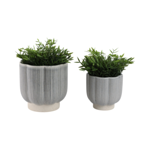 Vasi Rotondi in Gres con Texture Scanalata per Uso Interno ed Esterno, Disponibili in 2 Misure - Product Image 2