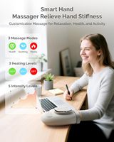 Masseur pour les mains AIRSEE, chaleur et compression, soulagement de l'arthrite et du syndrome du canal carpien, 3 modes de massage, 3 niveaux de chauffage, 5 intensités, sans fil