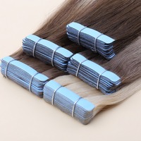 Extensions à bandes adhésives en cheveux humains, double épaisseur, vierges russes, avec trame invisible, pour la vente en gros, fournisseurs d'extensions de cheveux naturels
