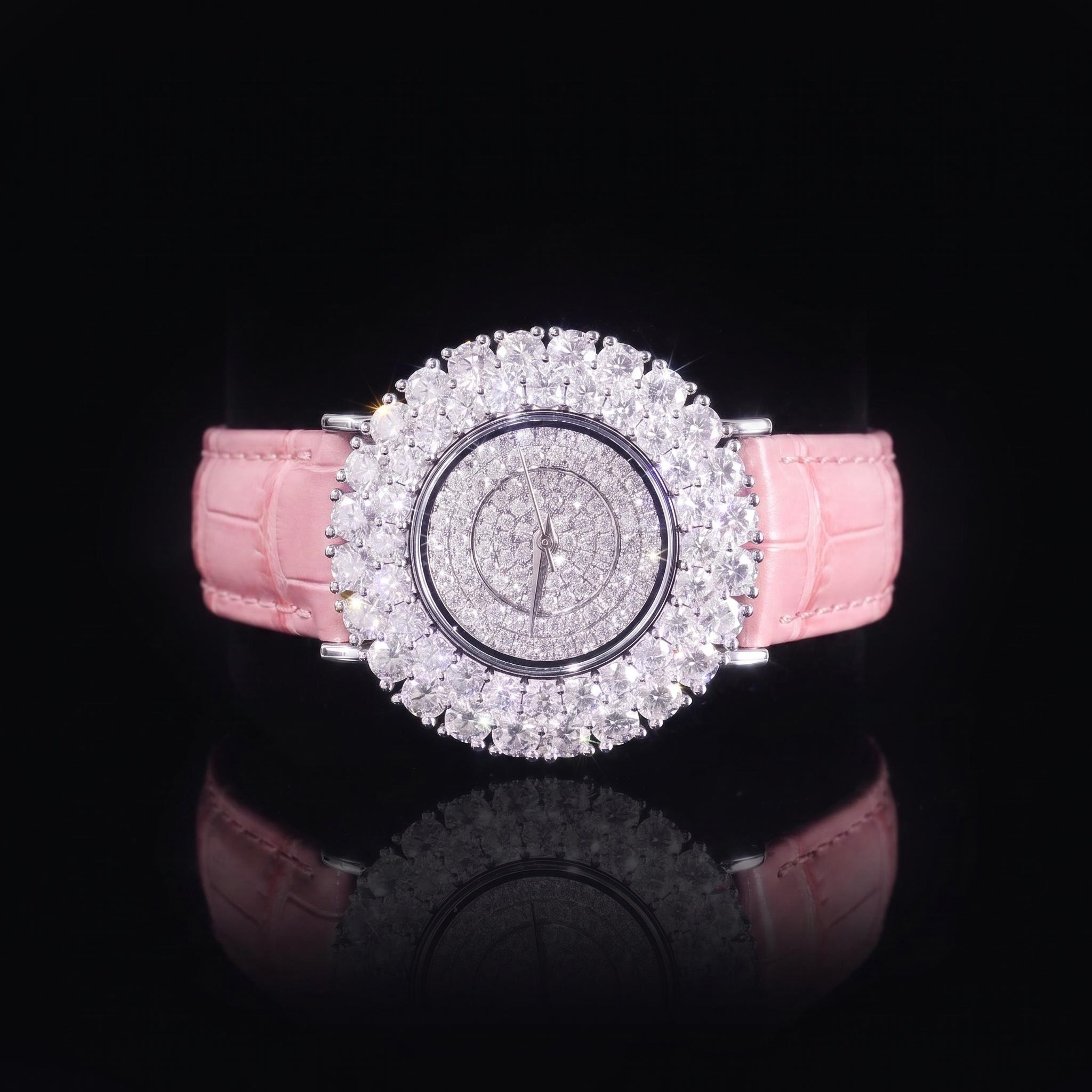 Reloj de moissanita de plata de ley 925 (correa rosa)