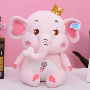 Elephant Wholesale Girl Angel Crown Plush Cute Animal Elephant Doll Toys Birthday Gift Sleeping Pillow