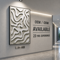 Art mural abstrait 3D multicouche en PVC, motif labyrinthe ondulé blanc et gris, avec cadre noir, pour hôtels, restaurants, murs d'accentuation, personnalisable en gros