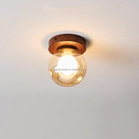 Plafonnier LED moderne et minimaliste avec abat-jour sphérique en verre, télécommande, base en fer, AC 3 CCT pour couloir et entrée