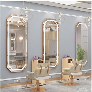 Customized Designs Wall Mounted Smart Led Light Mirror for <b>Barber</b> Shop Furniture Station Beauty Hair Salon Mirrors - Product Image 4