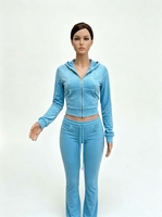 Ensemble de survêtement en velours personnalisable pour femme, deux pièces, avec sweat à capuche court zippé et pantalon évasé, tenue de jogging et de détente en velours, taille XL 6