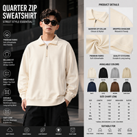 Sweater Fleece Polar Kerah Tegak Santai Model Longgar dengan Ritsleting Seperempat dan Bordir Chenille, Pullover Musim Dingin