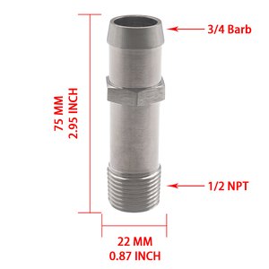 Conjunto de Conectores de Manguera de Calefacción LS Swap, Conector de Espiga de 3/4" y 5/8", Rosca de Tubería de 1/2NPT, Adaptador de Manguera de Refrigerante Compatible con Chevrolet Silverado Tahoe - Product Image 4