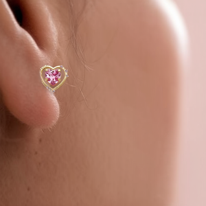 Pendientes de Corazón con Gemas Rosas y Baño de Oro de 18K, Joyería de Moda para Mujer, Regalo, Te Amo por Siempre - Product Image 2
