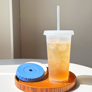 Large Venti Rooftop Cold Tumbler 700ml Durable PP Drinking <b>Cup</b> For Iced Coffee <b>With</b> Flat <b>Lid</b> <b>And</b> Reusable <b>Straw</b> - Product Image 6