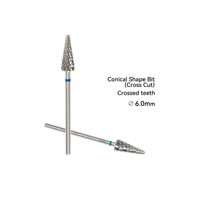 Foret à ongles OEM Chiyan Factory 6,0 mm en acier tungstène conique à dents croisées à faible production de chaleur pour le retrait des ongles