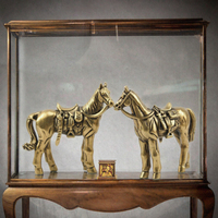 1 pièce Ornement de cheval en laiton, petite figurine décorative pour bureau, objet en bronze