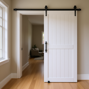 Porte coulissante en panneau MDF 36 x 84 pouces, style ferme, pour intérieur, avec kit de quincaillerie - Product Image 3