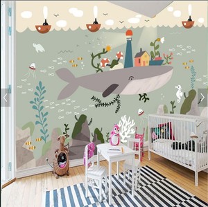 Mural <span class=keywords><strong>de</strong></span> diseño grande inspirado en el océano <span class=keywords><strong>de</strong></span> ballenas, papel tapiz nórdico impermeable <span class=keywords><strong>de</strong></span> dibujos animados para habitación <span class=keywords><strong>de</strong></span> niños, patrón Floral para habitaciones <span class=keywords><strong>de</strong></span> niños y <span class=keywords><strong>niñas</strong></span> - Product Image 3