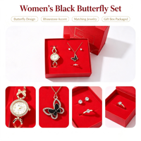 Ensemble cadeau de luxe pour femmes, 3 pièces, montre en cristal, collier de perles, bague, pour femmes, cadeau de la Saint-Valentin, anniversaire