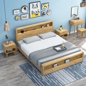 Meubles de chambre à coucher en bois, lits de rangement, style simple, ensembles de meubles pour enfants, chambre à coucher moderne - Product Image 3